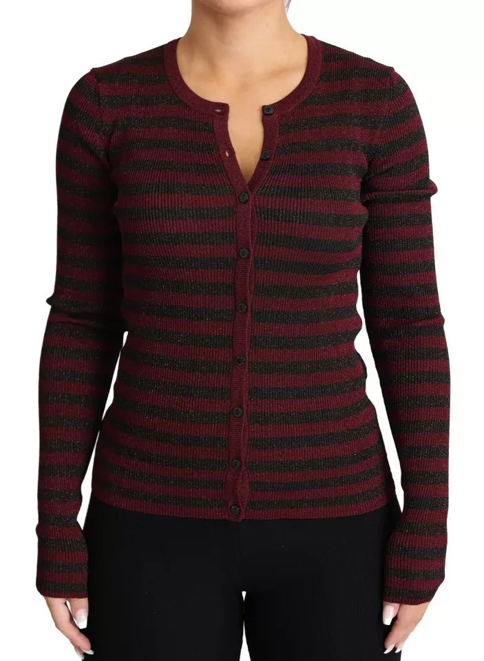 Dolce & Gabbana Black Red Striped Womens Cardigan Sweater -   -  Dolce & Gabbana.