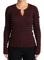 Dolce & Gabbana Black Red Striped Womens Cardigan Sweater -   -  Dolce & Gabbana.