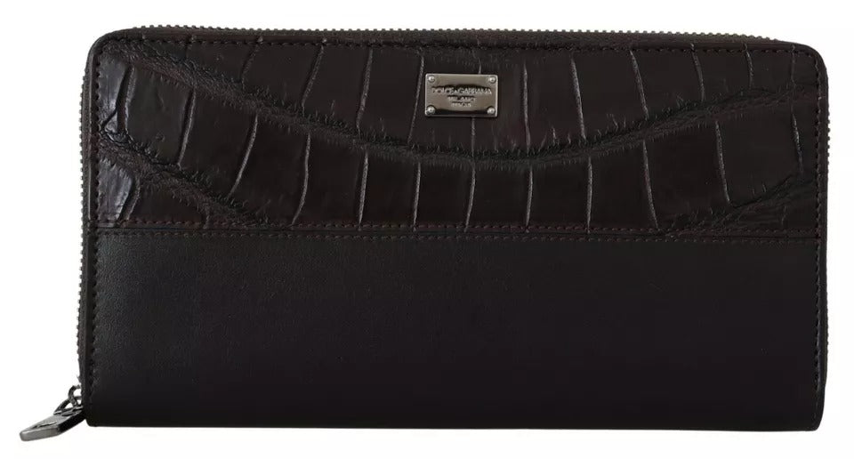 Dolce & Gabbana Brown Exotic Leather Zip Around Continental Clutch Wallet -   -  Dolce & Gabbana.