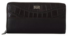 Dolce & Gabbana Brown Exotic Leather Zip Around Continental Clutch Wallet -   -  Dolce & Gabbana.