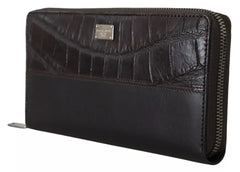 Dolce & Gabbana Brown Exotic Leather Zip Around Continental Clutch Wallet -   -  Dolce & Gabbana.