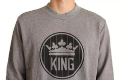 Dolce & Gabbana Gray Crown King Cotton Pullover Sweater -   -  Dolce & Gabbana.