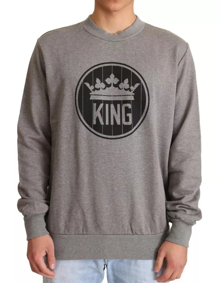 Dolce & Gabbana Gray Crown King Cotton Pullover Sweater -   -  Dolce & Gabbana.
