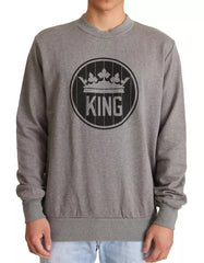 Dolce & Gabbana Gray Crown King Cotton Pullover Sweater -   -  Dolce & Gabbana.