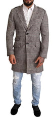 Dolce & Gabbana Gray Check Plaid Long Trench Coat Jacket -   -  Dolce & Gabbana.
