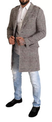 Dolce & Gabbana Gray Check Plaid Long Trench Coat Jacket -   -  Dolce & Gabbana.