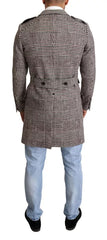 Dolce & Gabbana Gray Check Plaid Long Trench Coat Jacket -   -  Dolce & Gabbana.