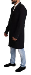 Dolce & Gabbana Blue Trench Coat Long Wool Stretch Jacket -   -  Dolce & Gabbana.