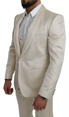 Dolce & Gabbana Beige Wool Crème 3 Piece SICILIA Shawl Suit -   -  Dolce & Gabbana.
