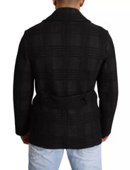 Dolce & Gabbana Black Trench Coat Check Wool Jacket -   -  Dolce & Gabbana.