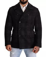 Dolce & Gabbana Black Trench Coat Check Wool Jacket -   -  Dolce & Gabbana.