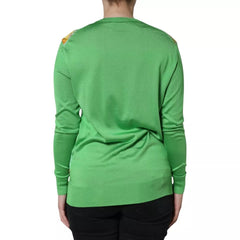 Dolce & Gabbana Green Silk Granita Al Limone Long Sleeves Sweater -   -  Dolce & Gabbana.