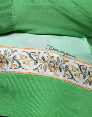 Dolce & Gabbana Green Silk Granita Al Limone Long Sleeves Sweater -   -  Dolce & Gabbana.