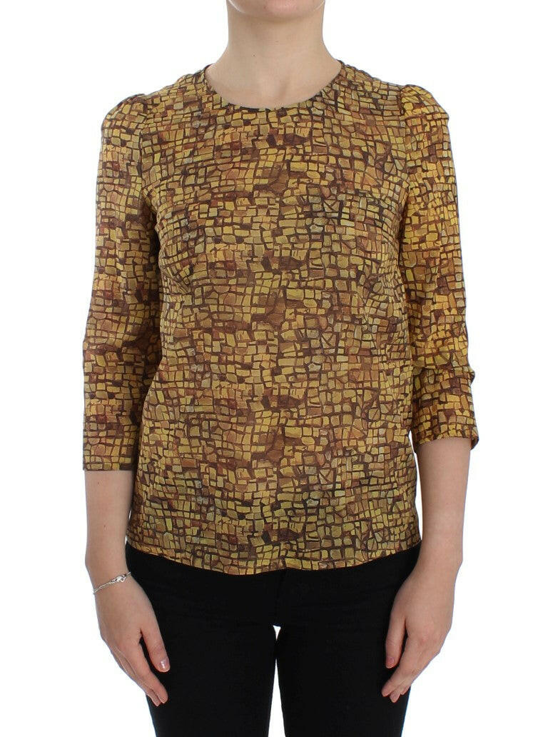 Dolce & Gabbana Multicolor Mosaic Print Silk Blouse T-shirt -   -  Dolce & Gabbana.