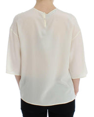 Dolce & Gabbana White Sequined Key Silk Blouse T-shirt Top -   -  Dolce & Gabbana.
