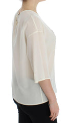 Dolce & Gabbana White Sequined Key Silk Blouse T-shirt Top -   -  Dolce & Gabbana.