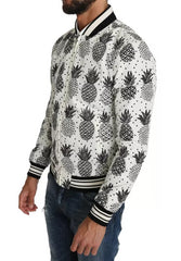 Dolce & Gabbana White Black Pineapple Bomber Coat Jacket -   -  Dolce & Gabbana.
