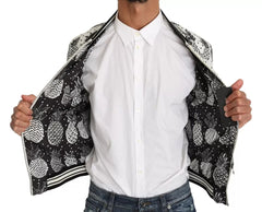 Dolce & Gabbana White Black Pineapple Bomber Coat Jacket -   -  Dolce & Gabbana.