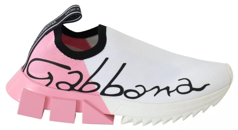 Dolce & Gabbana Pink White Logo Sorrento Sneakers Shoes -   -  Dolce & Gabbana.