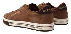 Dolce & Gabbana Brown Suede Logo Low Top Sneakers Men Shoes -   -  Dolce & Gabbana.