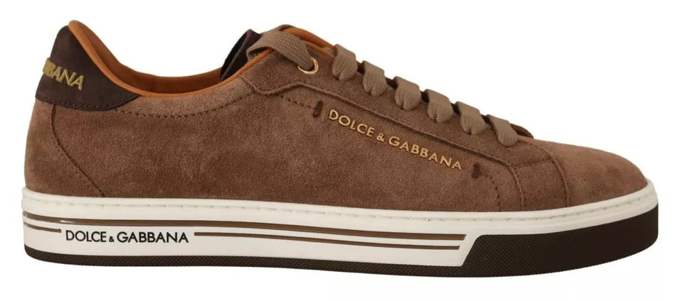 Dolce & Gabbana Brown Suede Logo Low Top Sneakers Men Shoes -   -  Dolce & Gabbana.