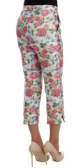 Dolce & Gabbana White Pink Floral Brocade Pants -   -  Dolce & Gabbana.