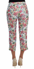 Dolce & Gabbana White Pink Floral Brocade Pants -   -  Dolce & Gabbana.