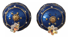 Dolce & Gabbana Gold Brass Blue Christmas Ball Crystal Hook Jewelry Earrings -   -  Dolce & Gabbana.