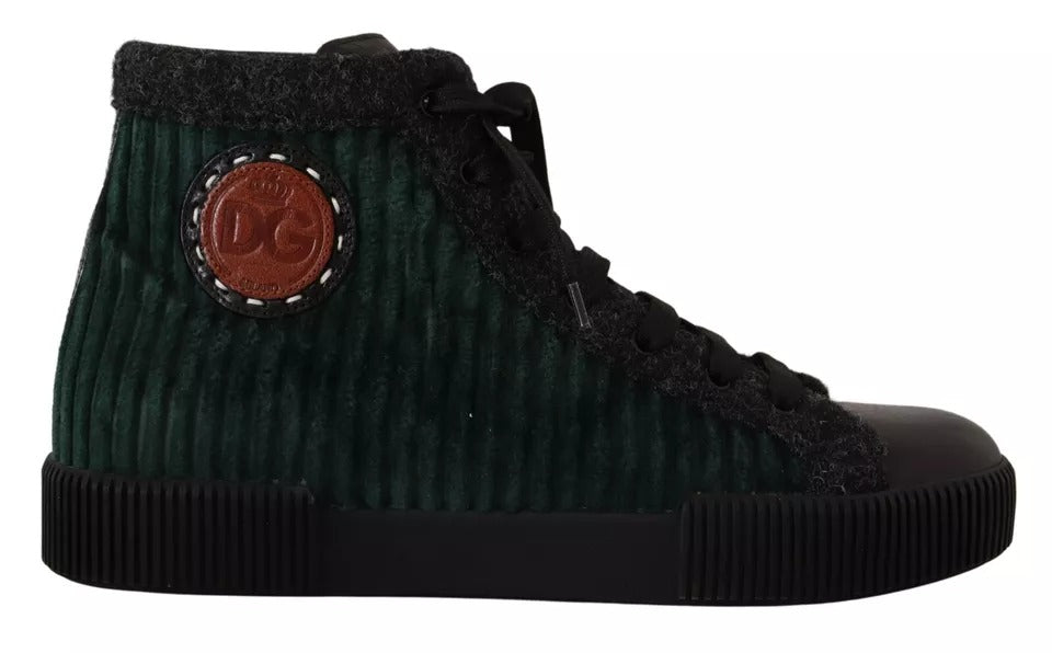 Dolce & Gabbana Green Corduroy High Tops Sneakers Mens Casual Shoes -   -  Dolce & Gabbana.
