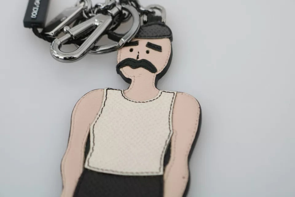 Dolce & Gabbana Black Leather Fisherman Logo Badge Keyring Keychain -   -  Dolce & Gabbana. Dolce & Gabbana Black Leather Fisherman Logo Badge Keyring Keychain -   -  Dolce & Gabbana.