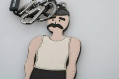 Dolce & Gabbana Black Leather Fisherman Logo Badge Keyring Keychain -   -  Dolce & Gabbana.
