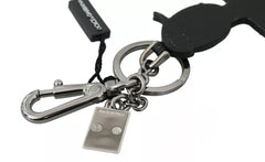 Dolce & Gabbana Black Leather Fisherman Logo Badge Keyring Keychain -   -  Dolce & Gabbana.
