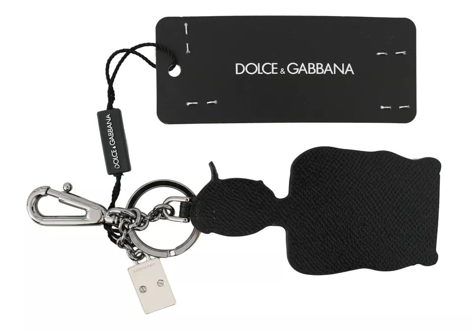 Dolce & Gabbana Black Leather Fisherman Logo Badge Keyring Keychain -   -  Dolce & Gabbana. Dolce & Gabbana Black Leather Fisherman Logo Badge Keyring Keychain -   -  Dolce & Gabbana.