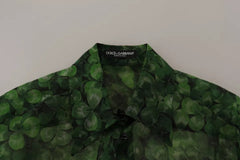 Dolce & Gabbana Green Clover Print Long Sleeves Collared Top Blouse -   -  Dolce & Gabbana.