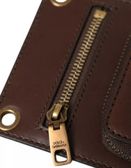 Dolce & Gabbana Brown Calf Leather Zip Logo Shoulder Neck Strap Wallet -   -  Dolce & Gabbana.
