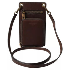Dolce & Gabbana Brown Calf Leather Zip Logo Shoulder Neck Strap Wallet -   -  Dolce & Gabbana.