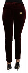 Dolce & Gabbana Bordeaux Velvet Stretch Slim Fit Pants -   -  Dolce & Gabbana.