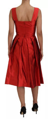 Dolce & Gabbana Red A-line Pleated Midi Satin Silk Dress -   -  Dolce & Gabbana.