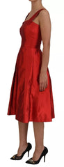 Dolce & Gabbana Red A-line Pleated Midi Satin Silk Dress -   -  Dolce & Gabbana.