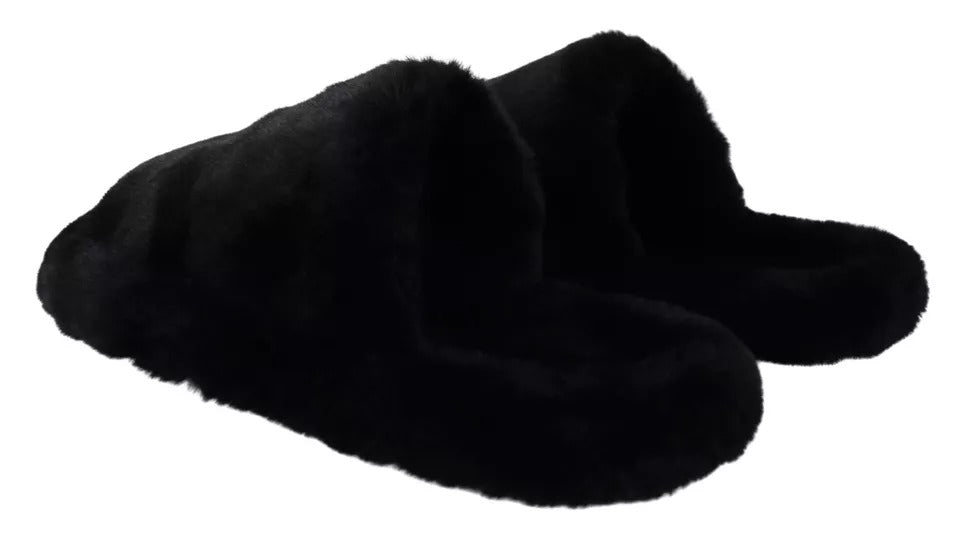 Dolce & Gabbana Black Polyester Faux Fur Mens Flats Sandals Shoes -   -  Dolce & Gabbana. Dolce & Gabbana Black Polyester Faux Fur Mens Flats Sandals Shoes -   -  Dolce & Gabbana.