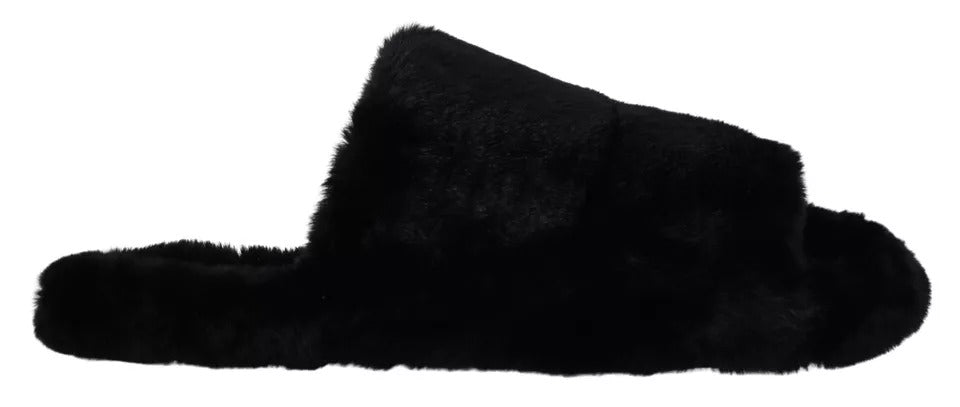 Dolce & Gabbana Black Polyester Faux Fur Mens Flats Sandals Shoes -   -  Dolce & Gabbana. Dolce & Gabbana Black Polyester Faux Fur Mens Flats Sandals Shoes -   -  Dolce & Gabbana.