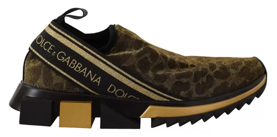 Dolce & Gabbana Gold Glitter Leopard Sorrento Sneakers Shoes -   -  Dolce & Gabbana.