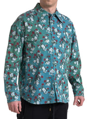 Dolce & Gabbana Blue Floral Cotton Button Down Denim Shirt -   -  Dolce & Gabbana.