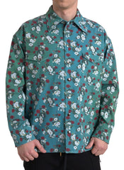 Dolce & Gabbana Blue Floral Cotton Button Down Denim Shirt -   -  Dolce & Gabbana.
