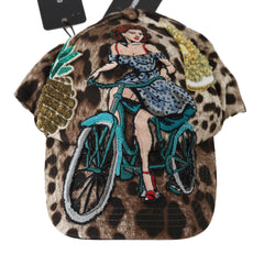 Dolce & Gabbana Brown Leopard Sequin Sicily Applique Baseball Hat -   -  Dolce & Gabbana.
