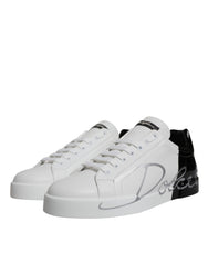 Dolce & Gabbana White Black Logo Portofino Sneaker Shoes -   -  Dolce & Gabbana.
