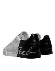 Dolce & Gabbana White Black Logo Portofino Sneaker Shoes -   -  Dolce & Gabbana.