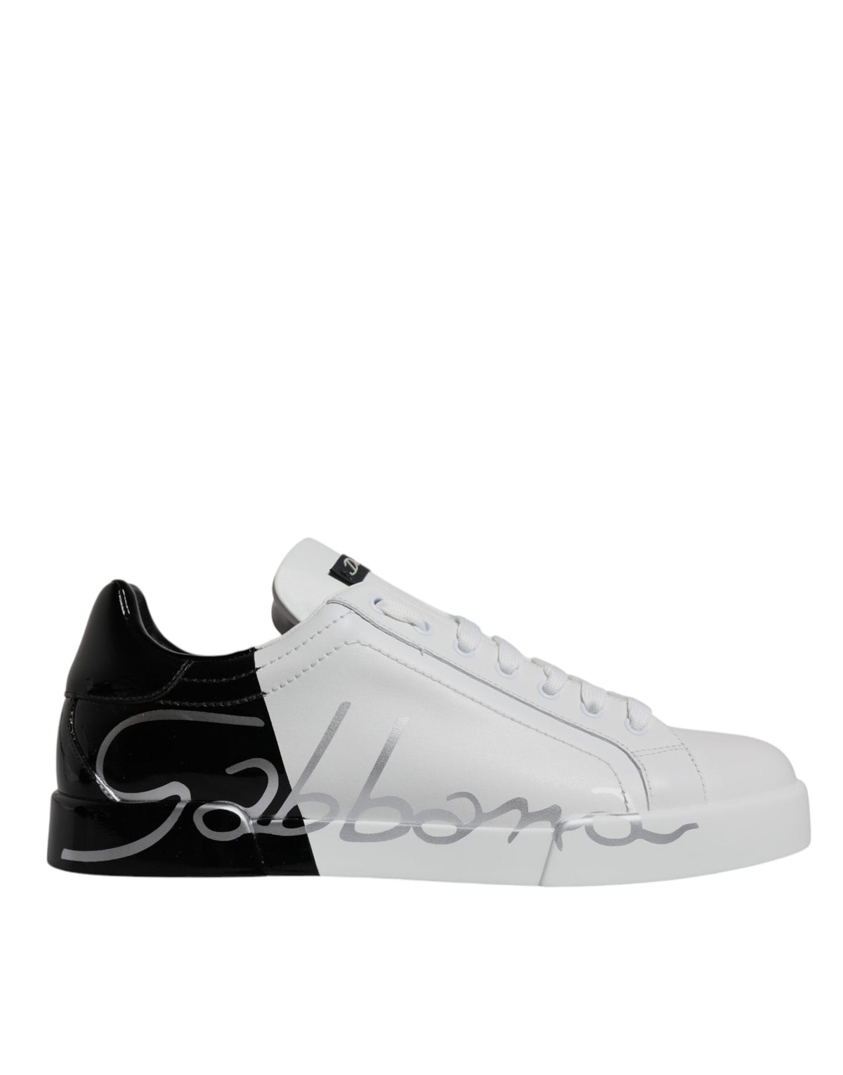 Dolce & Gabbana White Black Logo Portofino Sneaker Shoes -   -  Dolce & Gabbana.