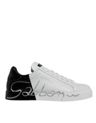 Dolce & Gabbana White Black Logo Portofino Sneaker Shoes -   -  Dolce & Gabbana.