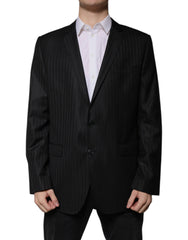 Dolce & Gabbana Black Stripe Wool Single Breasted Blazer -   -  Dolce & Gabbana.